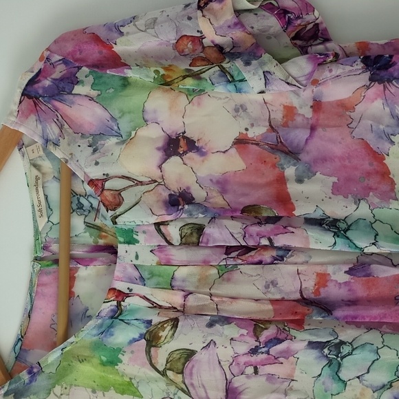Soft Surroundings Sheer Lined floral Pastel  Multicolor Boho blouse Sz XS - Picture 4 of 9